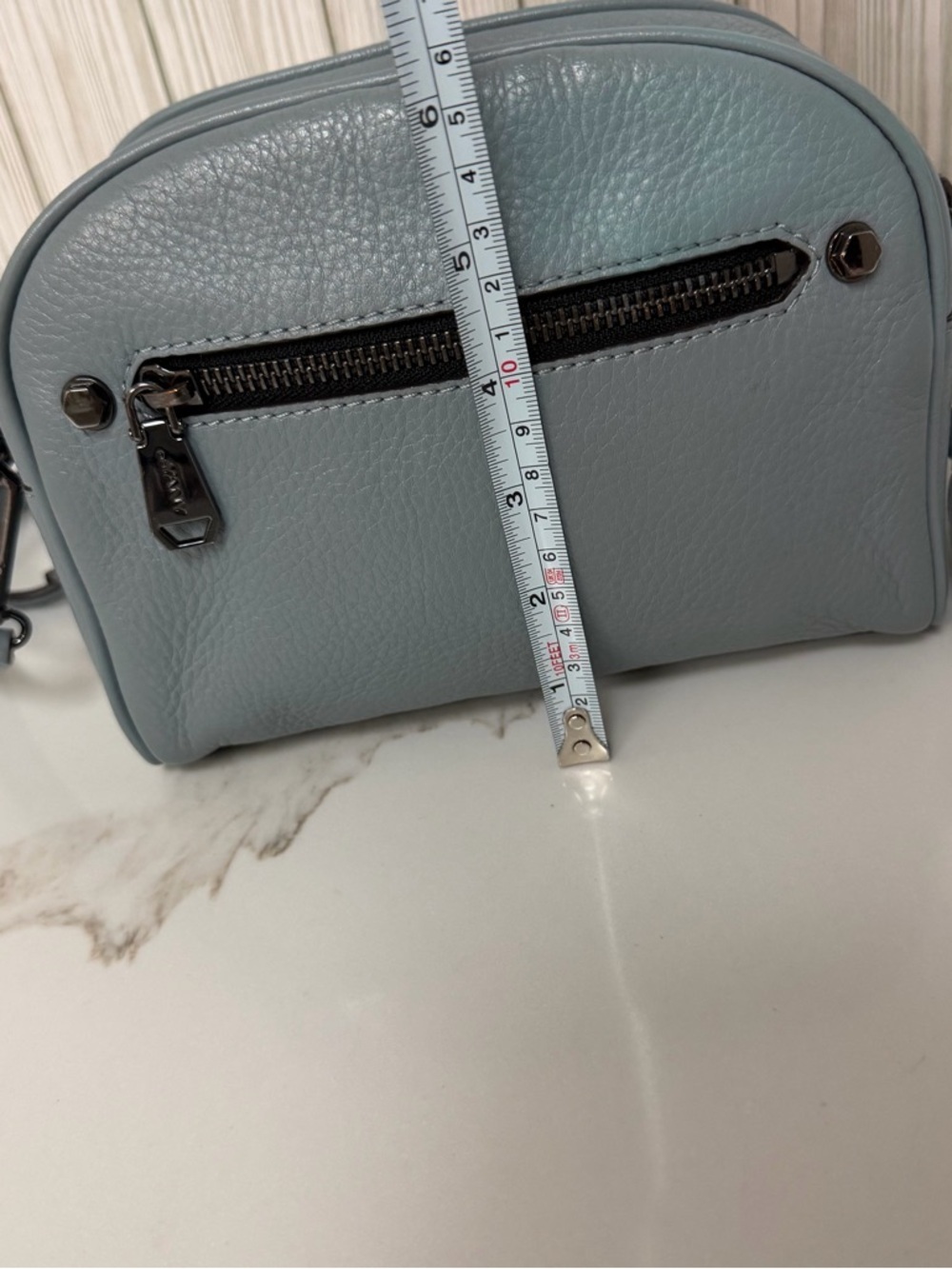Oryany Light Blue Pebbled Leather Crossbody Bag - Picture 7 of 12